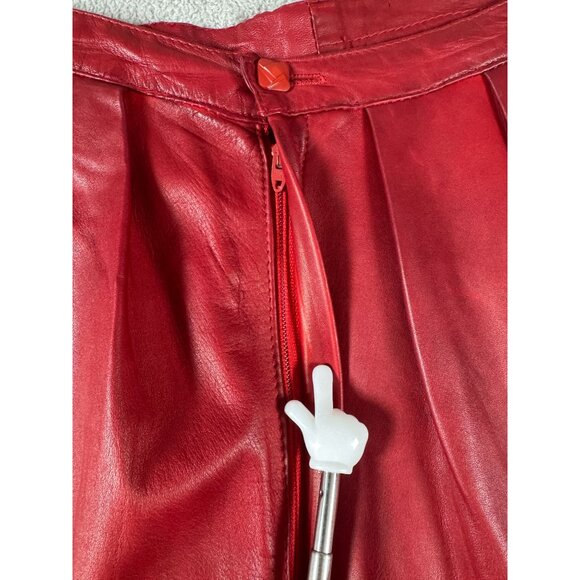 Vintage Polly Edwards By Tendances Red Genuine Leather Womens High-Waisted Pants - Picture 3 of 10